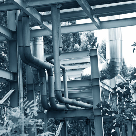 Steel pipelines in a industrial zone.の写真素材