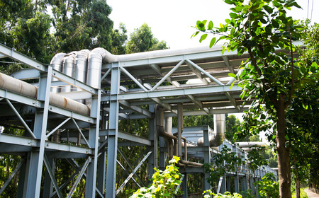 Steel pipelines in a industrial zone.の写真素材