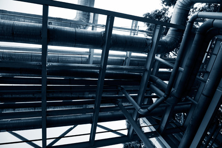 Steel pipelines in a industrial zone.の写真素材