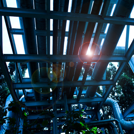 Steel pipelines in a industrial zone.の写真素材