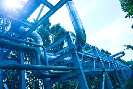 Steel pipelines in a industrial zone.の写真素材