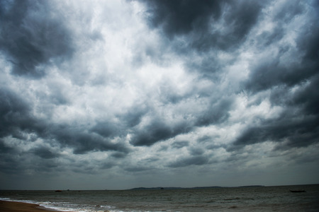View of storm seascape with dark clouds.の写真素材