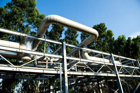 Steel pipelines in a industrial zone.の写真素材