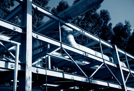 Steel pipelines in a industrial zone.の写真素材