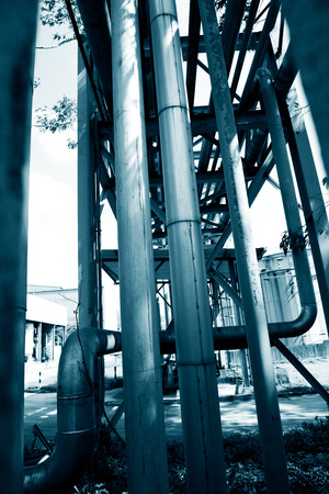 Steel pipelines in a industrial zone.の写真素材