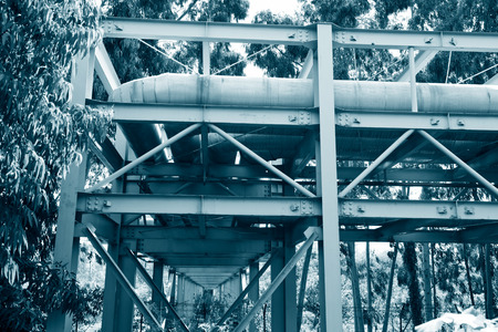 Steel pipelines in a industrial zone.の写真素材