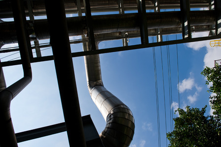 Steel pipelines in a industrial zone.の写真素材