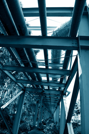 Steel pipelines in a industrial zone.の写真素材