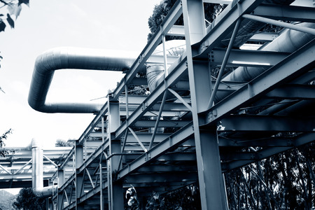 Steel pipelines in a industrial zone.の写真素材
