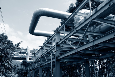 Steel pipelines in a industrial zone.の写真素材