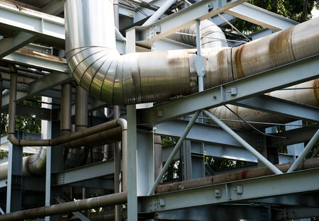 Steel pipelines in a industrial zone.の写真素材