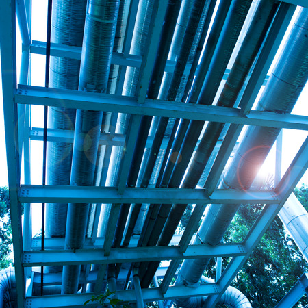 Steel pipelines in a industrial zone.の写真素材