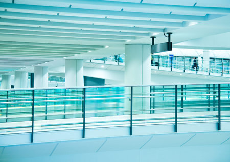 contemporary walkway in the airport hall.