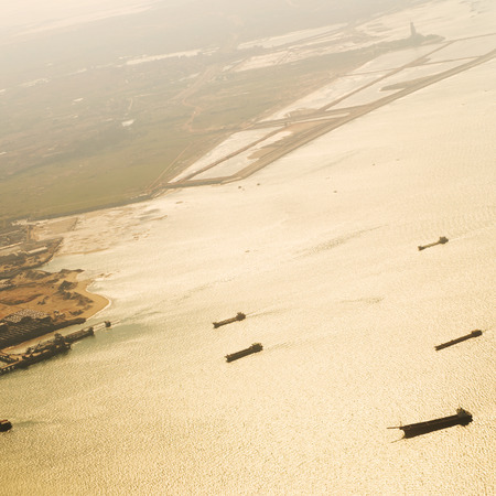 Boats on sea, top view.の写真素材