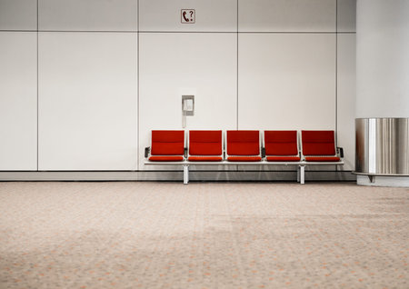 Empty departure lounge at the airportの写真素材