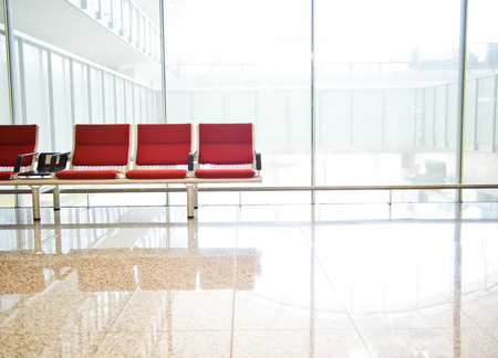 Empty departure lounge at the airportの写真素材