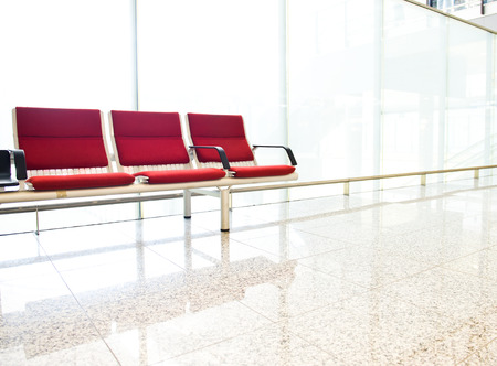 Empty departure lounge at the airportの写真素材