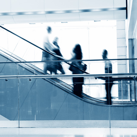 People rushing in the lobby. motion blurのeditorial素材