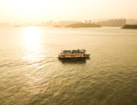 Yacht sailing in the sea, taiwan.の写真素材
