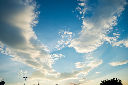 white clouds against blue sky for background.の写真素材