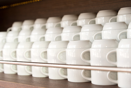 Group of coffee cups in cafe bar.の写真素材