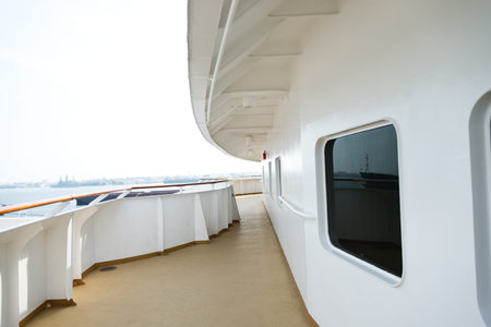 Promenade deck on a luxury cruise shipの写真素材