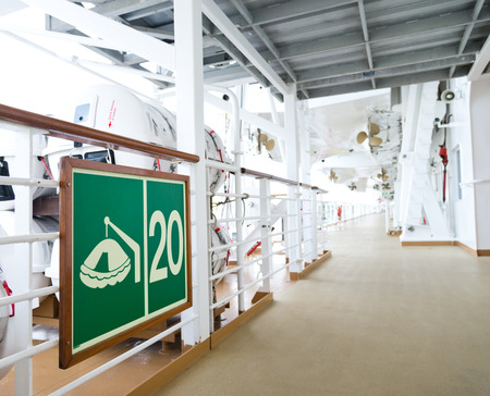 Promenade deck on a luxury cruise shipの写真素材