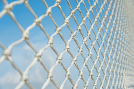 Closeup of soccer goal net.