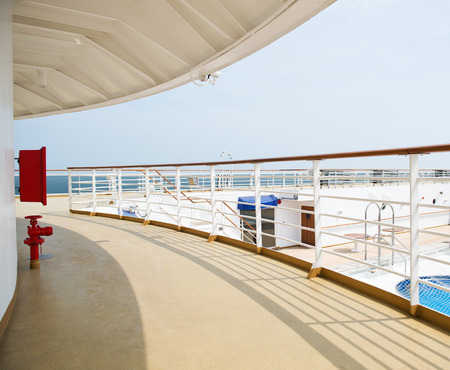 Promenade deck on a luxury cruise shipの写真素材