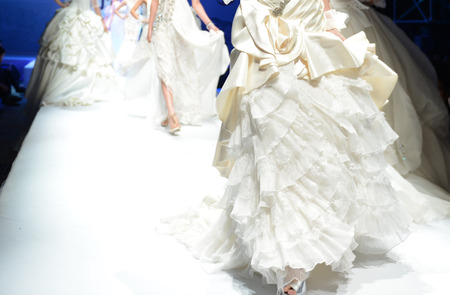 Fashion show with models on the stage.のeditorial素材