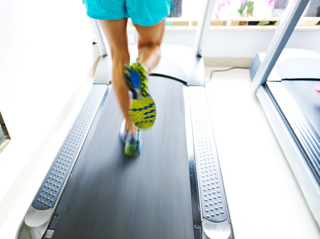 People running on a treadmillの写真素材