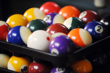 Group of many colour snooker ballsの写真素材