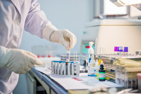 A scientist working at laboratoryのeditorial素材