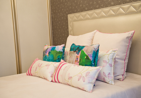 Image of comfortable pillows and bed.の写真素材