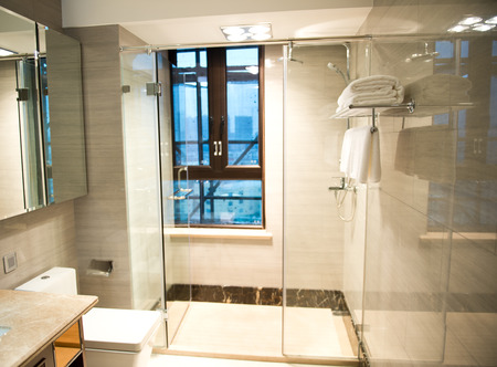 Beautiful bathroom in a luxurious hotel room.のeditorial素材