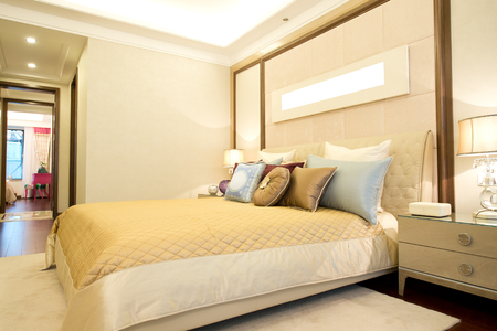 Comfortable bedroom in a luxury home.のeditorial素材