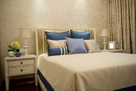 Comfortable bedroom in a luxury home.のeditorial素材