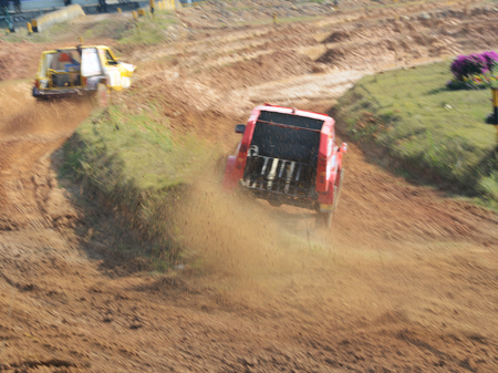 Driver competing in an off-road 4x4 competition.の写真素材