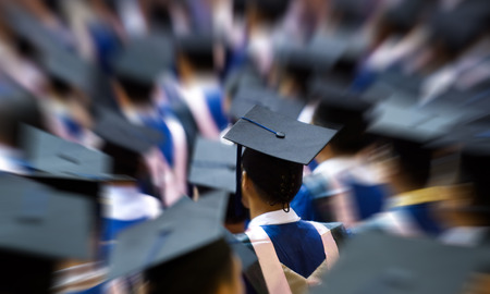 Shot of graduation caps during commencement.の写真素材