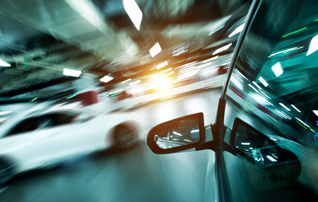 View from Side of high-speed car in the tunnel, Motion Blurの写真素材