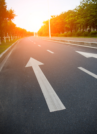 Arrow on the road, concept of business vision, innovation and success.の写真素材