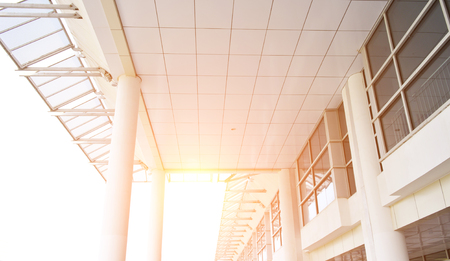 empty light big hall with glass windowsのeditorial素材