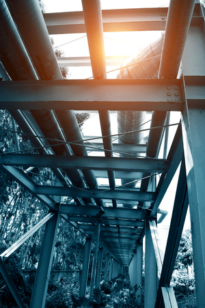 Steel pipelines in a industrial zone.の写真素材