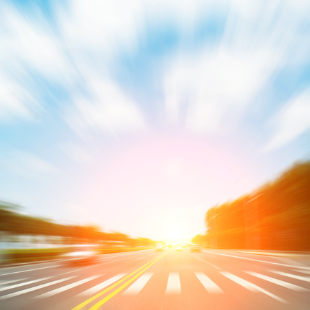straight road and sky in the city.の写真素材