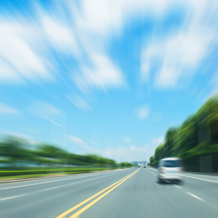 straight road and sky in the city.の写真素材