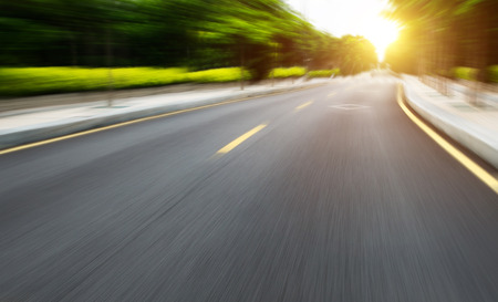 along the road with motion blur.の写真素材