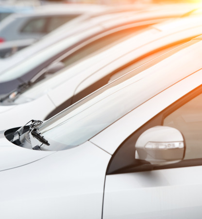 many cars parked in a row.の写真素材
