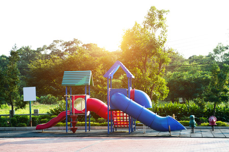 An image of colorful children playground, without children.の写真素材