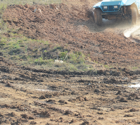 Driver competing in an off-road 4x4 competition.の写真素材