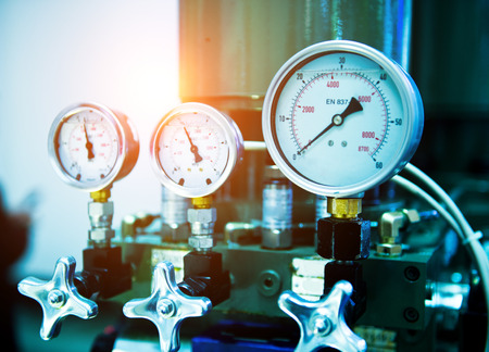 Pressure gauge, measuring instrument close up.のeditorial素材